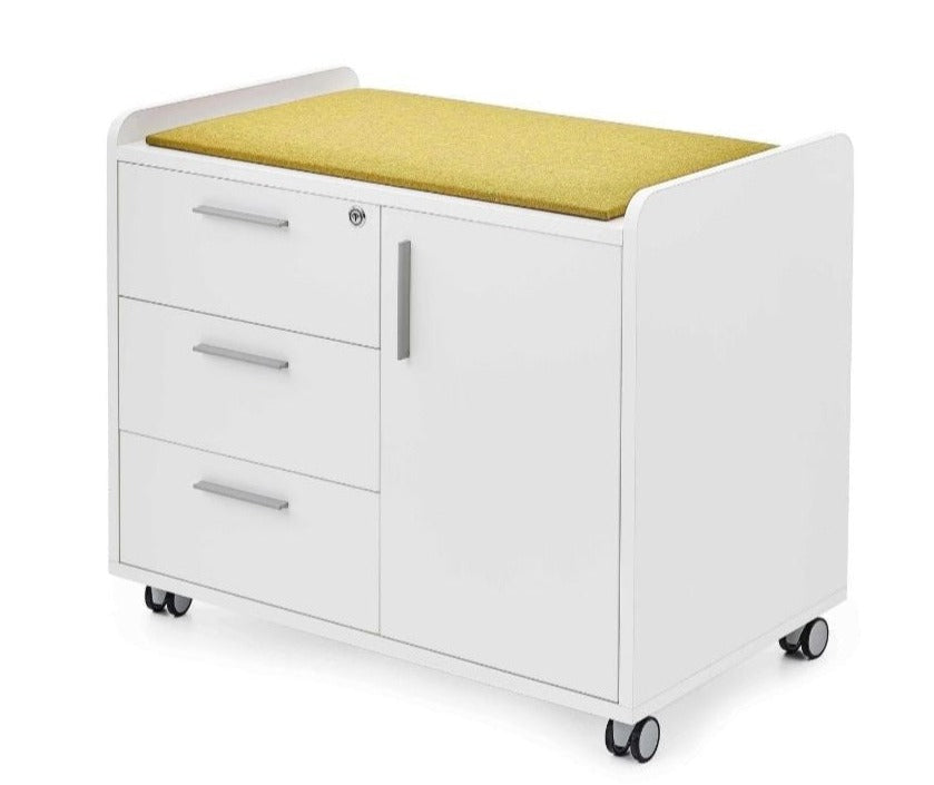 Roll 3 Drawer File Cabinet,Rolling, Puffy