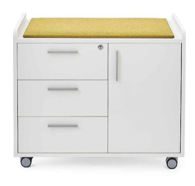 Roll 3 Drawer File Cabinet,Rolling, Puffy