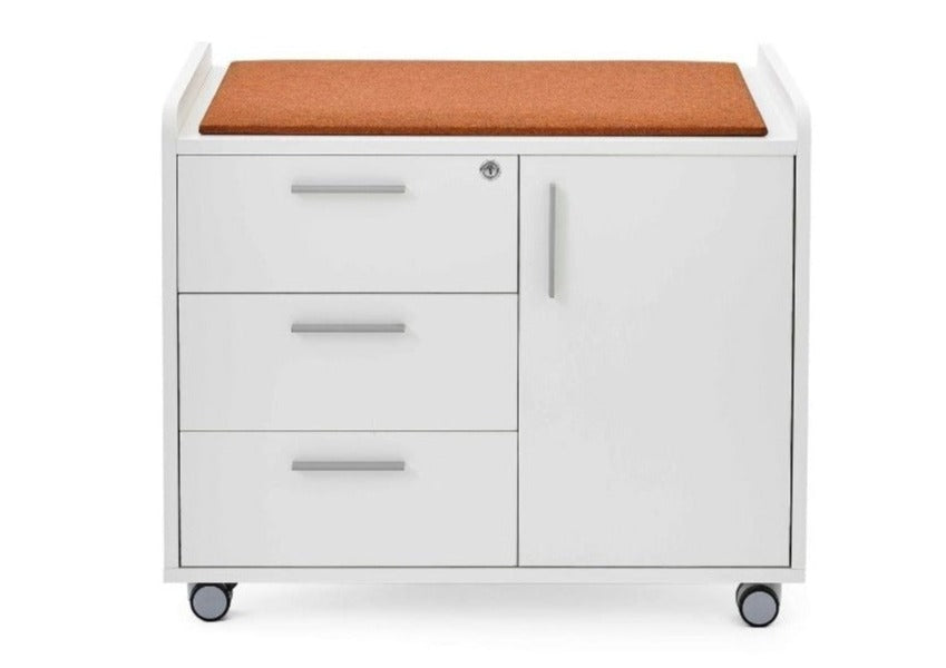 Roll 3 Drawer File Cabinet,Rolling, Puffy