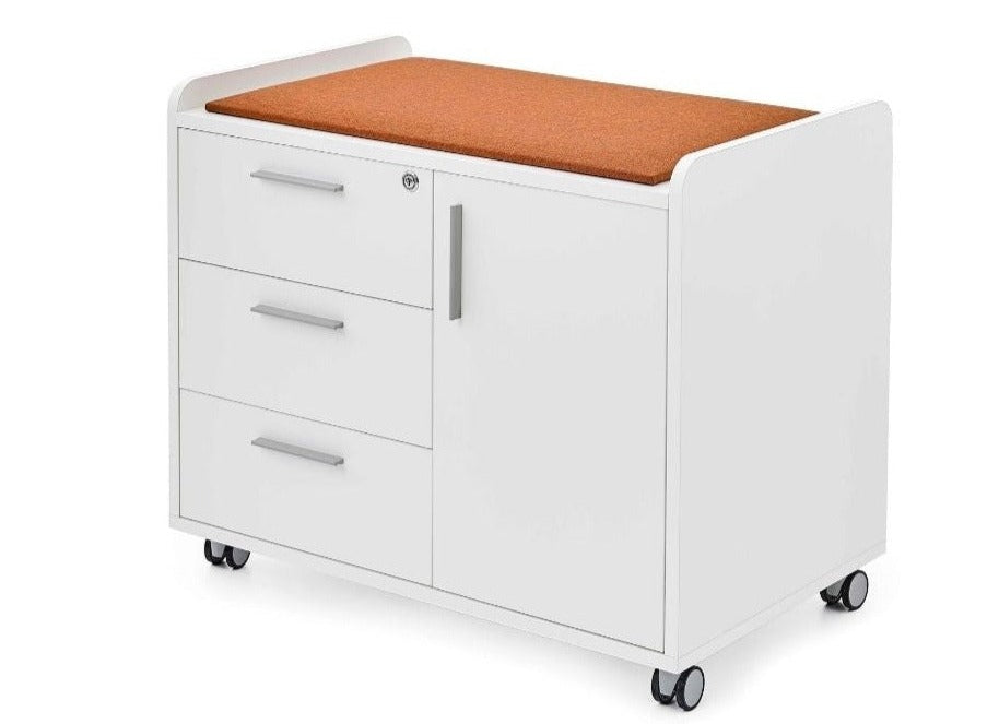 Roll 3 Drawer File Cabinet,Rolling, Puffy